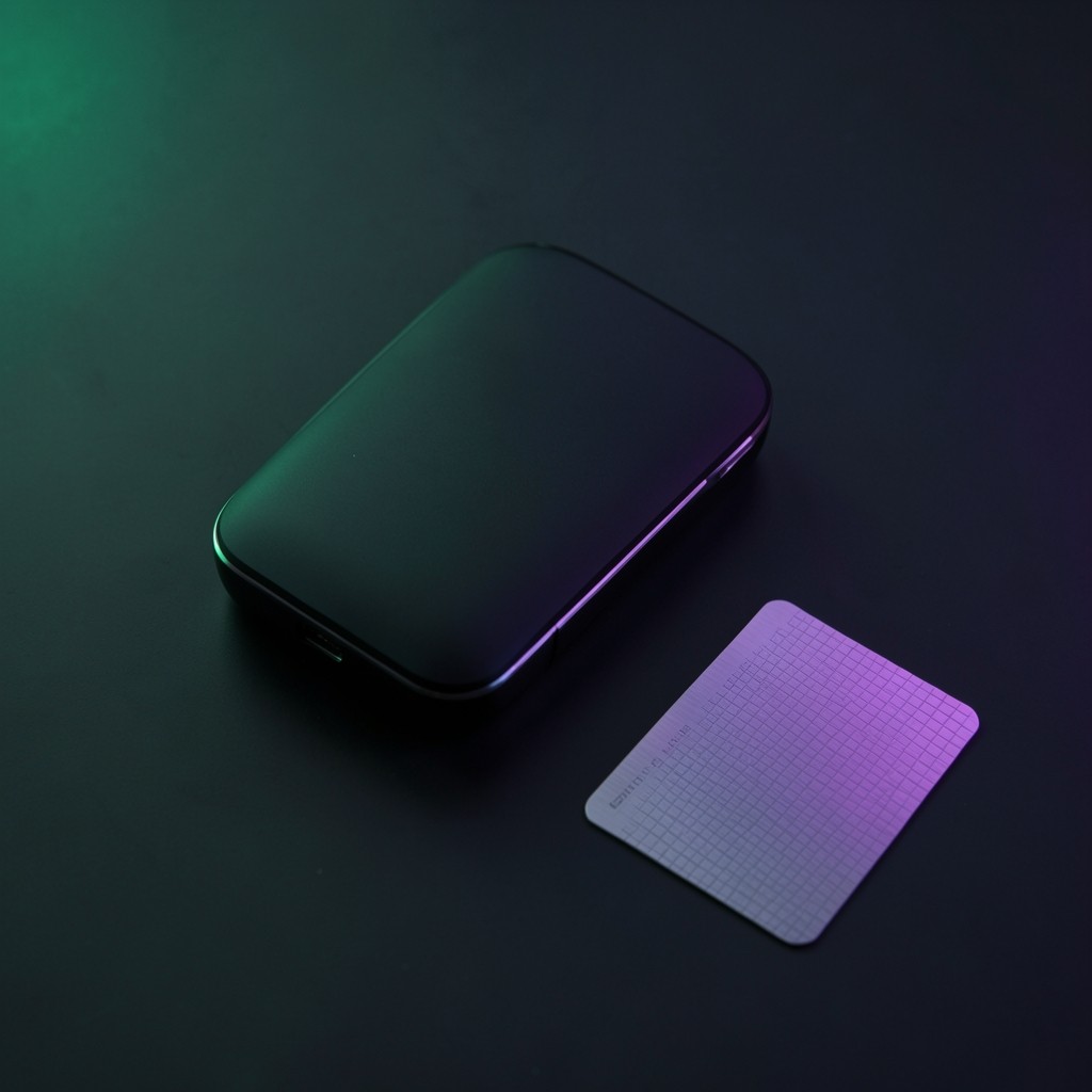 Hardware wallet on desk with metal backup